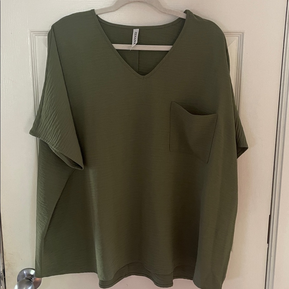 Zenana Outfitters Olive Green Top